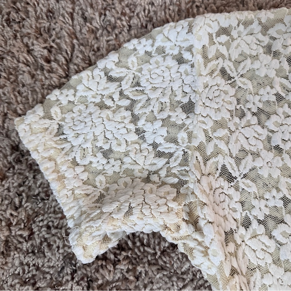 Vintage Jonden Light Yellow Floral Lace Mesh Baby Tee Women’s Size Small Spring - Picture 11 of 13